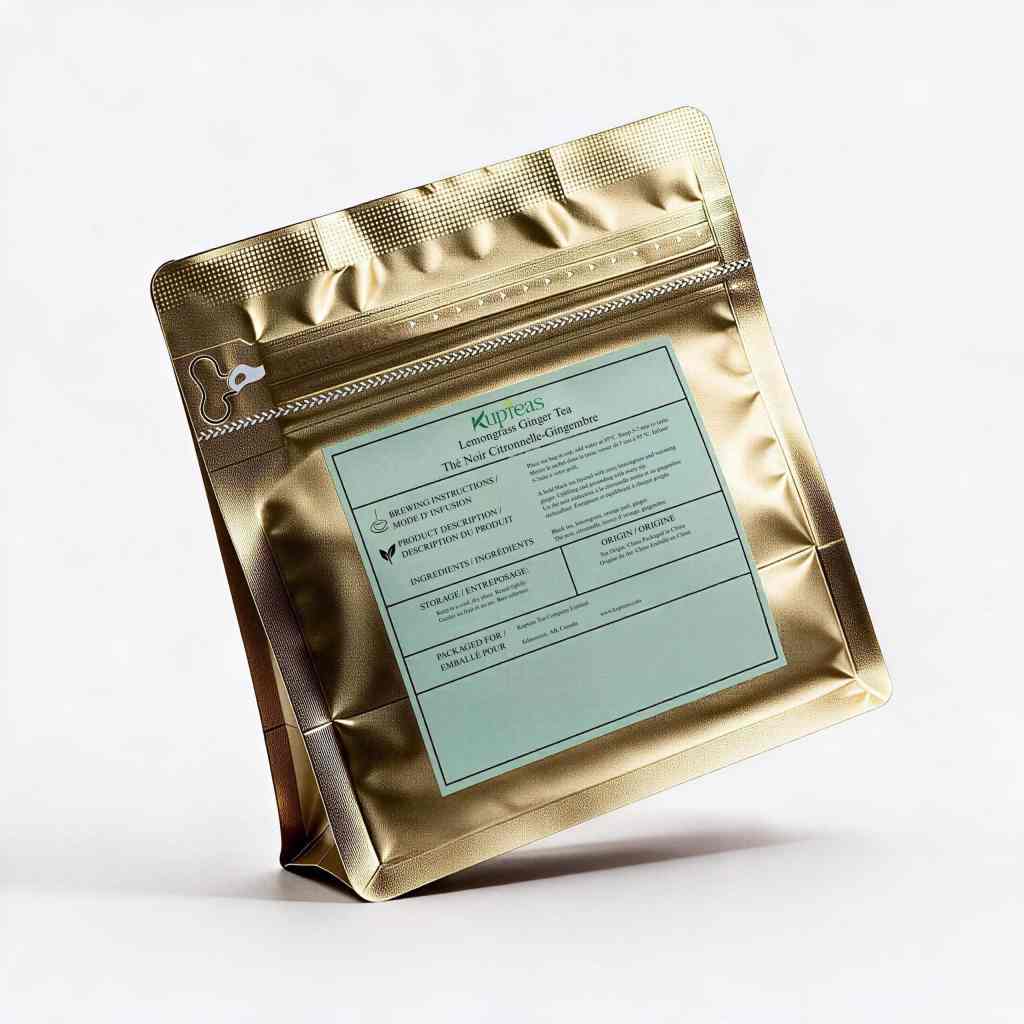 Kupteas Discovery Series Lemongrass Ginger Tea 4 tea bags gold pouch