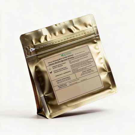 Kupteas Discovery Series Citrus Ginseng Mint Herbal Infusion 4 tea bags gold pouch